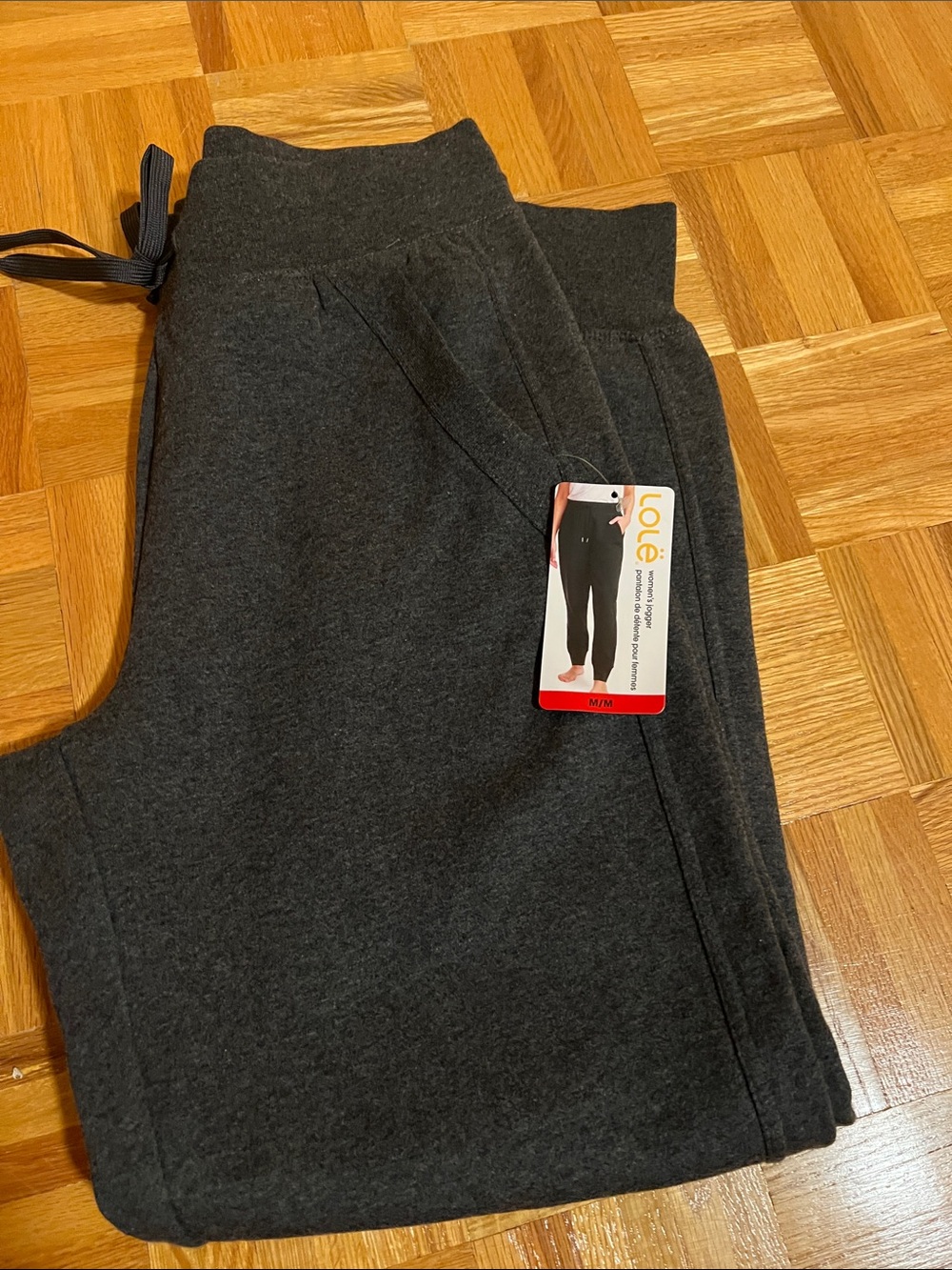 Women’s Lole NWT Dark Gray Knit Jogger Pants with Drawstring